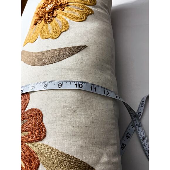 Vintage Pier1 Floral Cotton Linen Throw Pillow 24x13 Bohemian Accent Home Decor - Picture 9 of 11